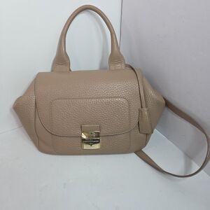 trussardi tan leather italian purse bag luxury classic dual handles